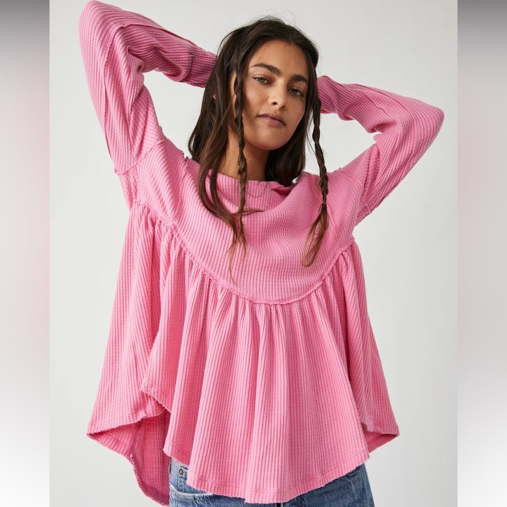 We The Free Pink Ribbed Top